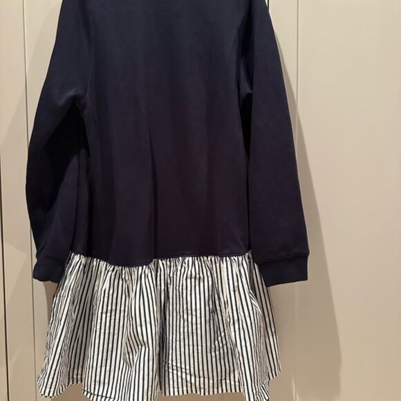 Women's Navy and White Striped Sweatshirt Dress - Picture 6 of 7